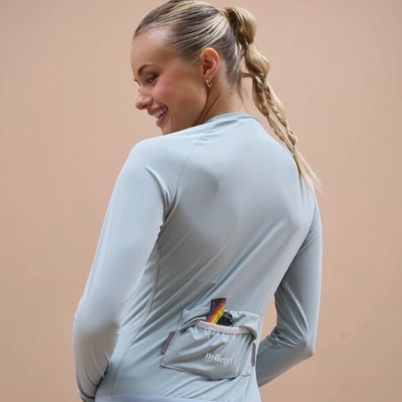 Tags on - Mileoff Long Sleeve Running Zip Layer in Ether Green Size 14 - Picture 2 of 5